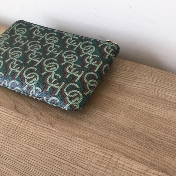 Coach Green Monogram Print Corner Zip Wristlet - Picture 5 of 8